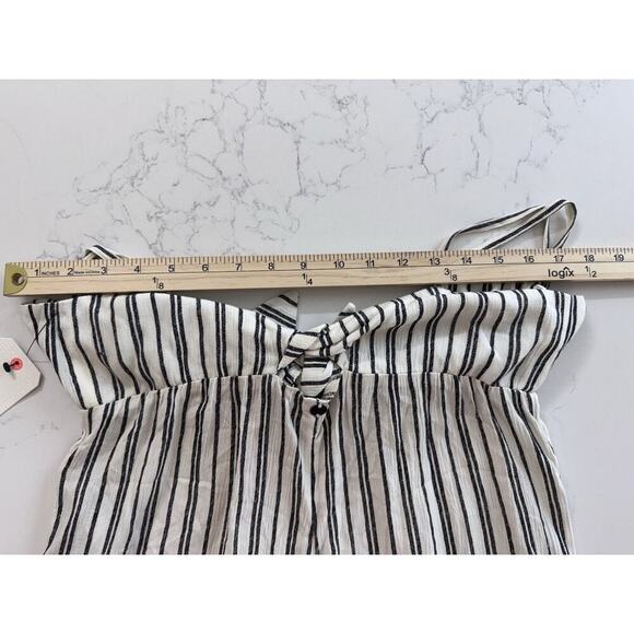 NWT Billabong Romper Tie-Front Med. Cream Black Striped Twist And Jump JNO9NBTW - Picture 11 of 15